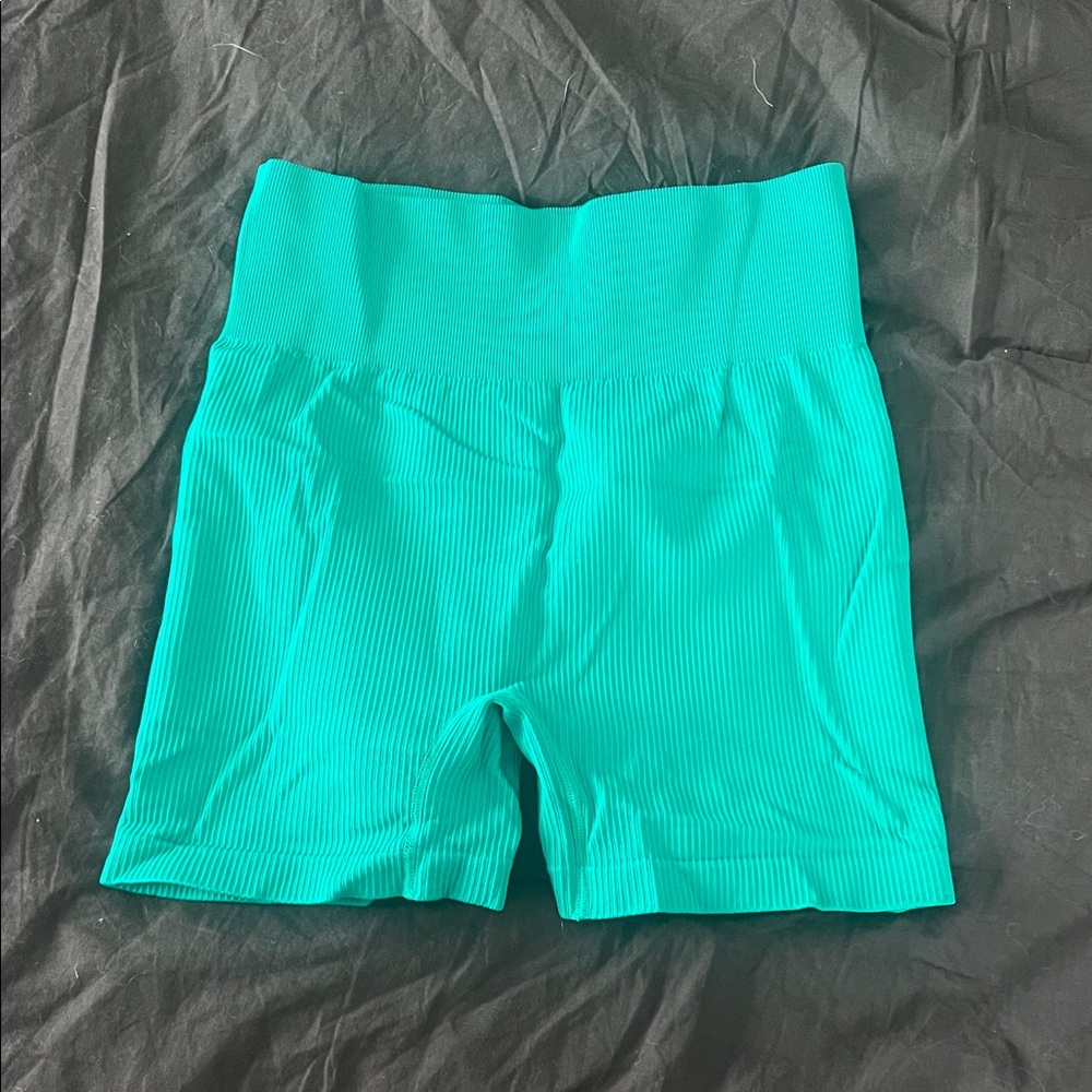 Green High-Rise Bike Shorts